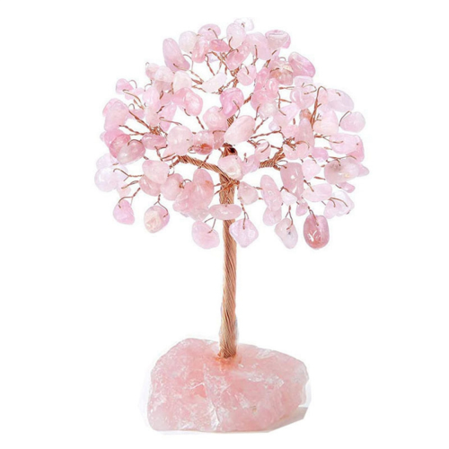Rose Quartz Crystal Tree,Artificial and Healing Stone Tree Gem Tree.Valentine'S Gifts A 1