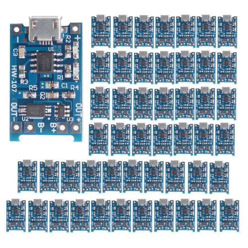 50PCS Micro-USB 18650 Lithium Battery Charging Board 5V 1A Charger Module with Protection Dual Functions 1