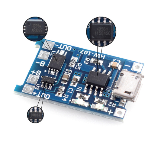 50PCS Micro-USB 18650 Lithium Battery Charging Board 5V 1A Charger Module with Protection Dual Functions 2
