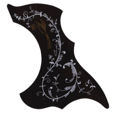 Black Flower and Bird Guitar Pickguard Decorative Self-Viscous Sticker String Guard Protection Patch