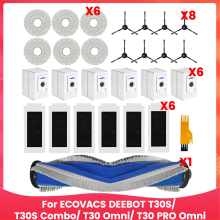 For T30S/ T30S Combo/T30 Omni/T30 PRO Omni Robot Vacuum Accessories Main Side Brush Mop Filter Dust Bags