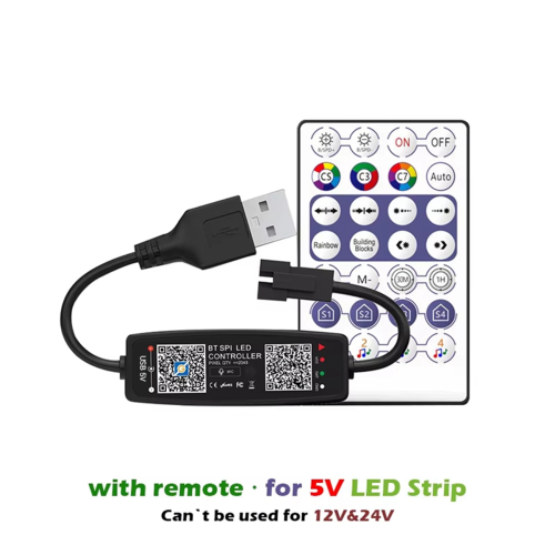 WS2812B Controller Remote Control Bluetooth Music APP for Pixel LED Strip Light SK6812 WS2811 WS2812 USB 5V 2