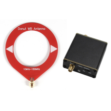 Donut Broadband Antenna 10kHz-180MHz with Low Impedance Converter for Radio Walkie Talkie SDR Red