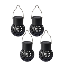 4PCS LED Outdoor Flame Effect Hanging Lantern Waterproof Garden Decoration Lamp Solar Fairy Light for Patio Yard