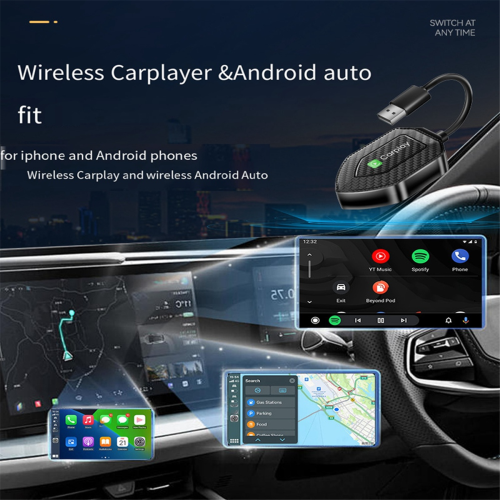 2 in 1 Wireless Adapter Carplay Android Auto Car Convert Wired to Box 2