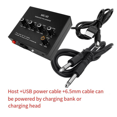 Balanced Dynamic Microphone Amplifier Music Audio MIC-60 with 48V Phantom Power 6.5mm Cable 2