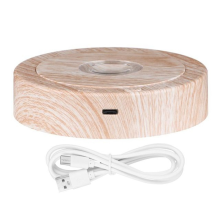 Round Stand Led Rotating Display Base for Crystals Lighted 8 Light Modes Pedestals(Wood Color)