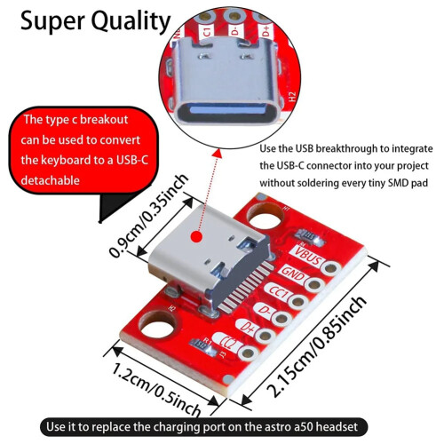 5PCS/Lot USB Type-C Breakout Board Serial Basic Female Connector Type PCB Converter 2