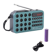FM Radio Solar Charging Wireless Support USB TF Card Play Bluetooth Receiver Blue