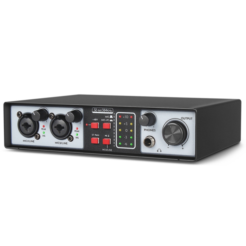 2 in Out USB Audio Interface 32Bit/384KHZ Studio Kit Record Professional Sound Card 48V Phantom 1