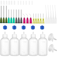 50ml Glue Precision Tip Applicator Bottle, Needle Squeeze 14ga 16ga 18ga 20ga 25ga Storage Cap Set 2