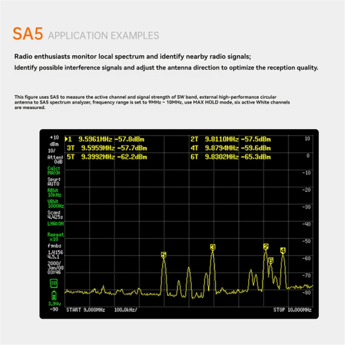 4inch IPS LCD SA5 Multi-Function Handheld Spectrum Analyzer 100k-5.3GHz Signal Generator with Battery