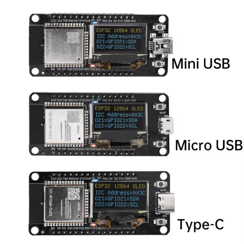 ESP32 ESP-WROOM-32D WIFI Bluetooth Development Board CH340 with 0.96 OLED Screen Yellow Blue Display Micro-USB 2