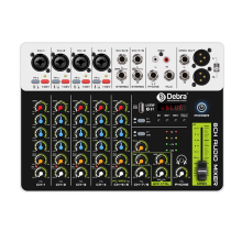 V8 Audio Mixer Small Mixing Console with Bluetooth USB 48V Phantom Power Delay Repaeat for DJ EU Plug