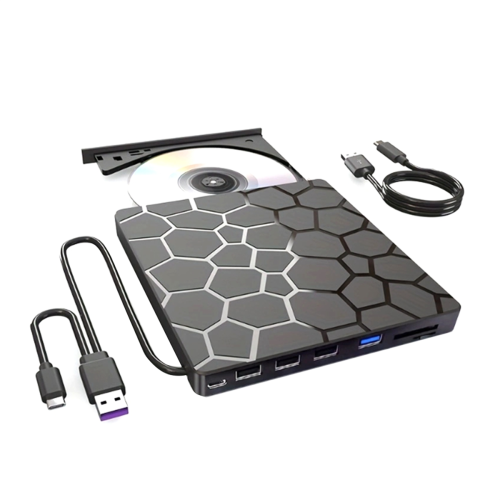 External DVD RW Drive USB 3.0 Type C 7 In1 Interface Slim CD Writer Burner Reader Player Optical for Laptop PC 1