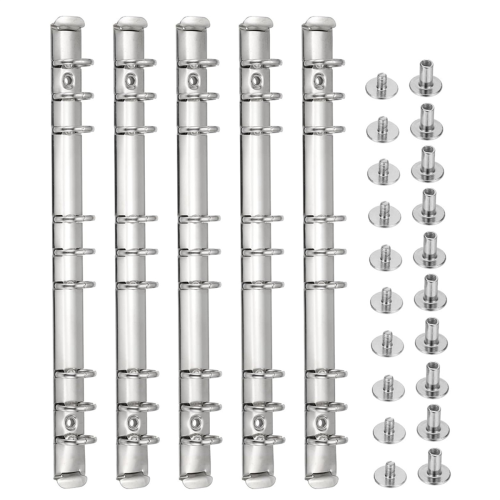 B5 9-Hole Ring Binder Mechanisms, 4 Set Spine Replacement for Planners,2cm, Silver 1