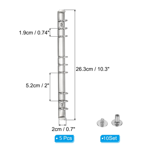 B5 9-Hole Ring Binder Mechanisms, 4 Set Spine Replacement for Planners,2cm, Silver 2