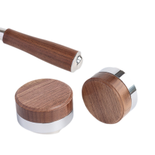58.5mm Coffee Tamper Distributor Tool Walnut Cover Espresso Leveler Fits for Portafilter