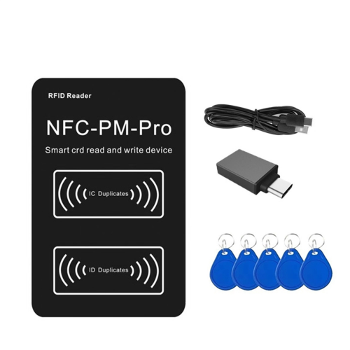 RFID Smart Chip Reader PM PRO Decoder+5XCUID Keychain NFC Key Copier 13.56Mhz 125Khz Badge Write Token ID IC Tag Clone 1