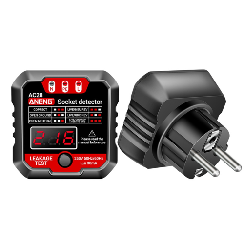 AC28 Socket Tester with LCD Display - Voltage and Phase Meter for EU Outlets, Electrical Safety Inspection Tool A PLUG 2
