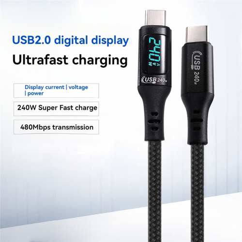 USB Type C to Cable 240W PD 3.1 Fast Charging Charger USB2.0 480Mbps Type-C Digital Display Data 1
