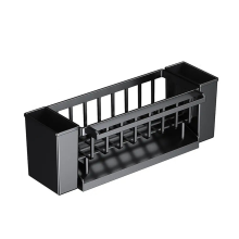 Self-Draining Sink Shelf Soap Holder Dishcloth Towel Rack Filter Basket Kitchen Drain Black
