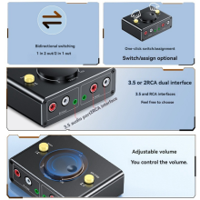 3.5mm to Audio Switcher Bidrectional 1 in 2 Out or Dual Splitter