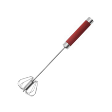 12inch Stainless Steel Semi-Automatic Whisk, Hand Push Rotary Blender Egg Mixer Stirrer Kitchen Tool Red