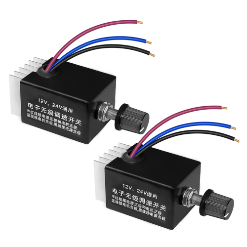 2pcs 12V/24V DC Motor Speed Controller Universal,Knob Screw Electronic Stepless Regulator Switch
