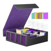 Trading Card Storage Box with Window, 4-Row Deck Case Removable Lid,Card for Game Sports Black&