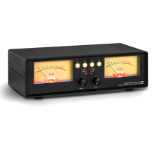 MIC+LINE Analog Dual VU Meter Sound Level DB Panel Display 4-Way Audio Splitter Switcher Box Music Spectrum Visualizer