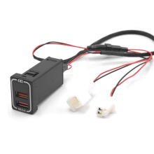 QC3.0 Car USB Port Fast Charger for 200 Adapter LED Voltmeter Ice Blue