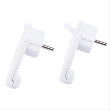 2pcs White Schuko Angled Plug Flat 250 V (16 A) Eu