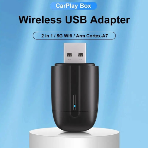 WIFI6 Dual Interface Wireless CarPlay Adapter 2In1 CarPlay+Android Auto USB-A and USB-C for Wireled to 2
