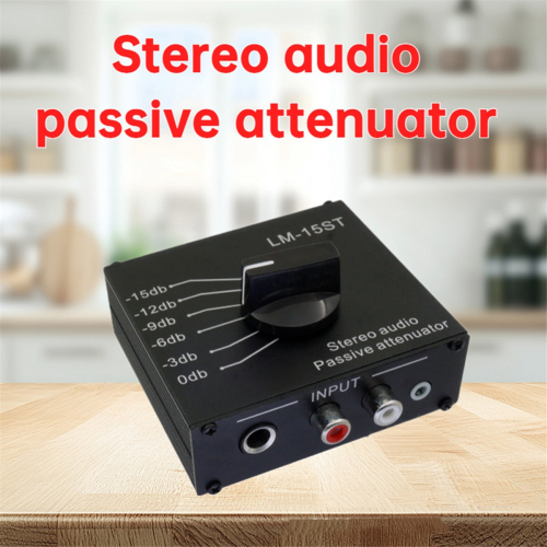 Stereo Audio Passive Attenuator Compatible 3.5mm 6.35mm Interface Six Switch Modes 0db -3db -6db -9db -12db -15db 2