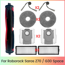 9PCS Replacement Parts for Saros Z70 / G30 Space Vacuum Attachments Roller Side Brush Dust Bag Filters Mop Pads
