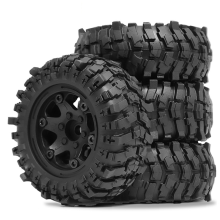 4Pcs 88mm 1.9In Beadlock Wheel Rim and Soft Rubber Tire Set for 1/10 RC Crawler Car Axial SCX10 Pro Capra TRX4,B