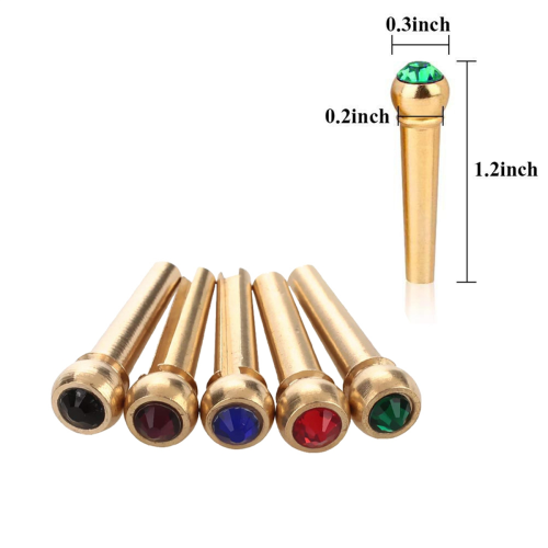 6pcs Brass Bridge Pins for Acoustic Guitars Fixed String Nails 6 & 12 Instruments Enhanced Tone Stability 2