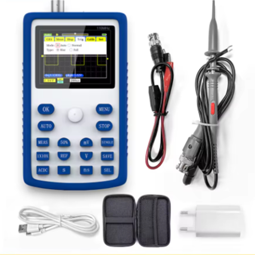 1C15 Mini Handheld Oscilloscope Digital Sampling Rate 500MS/S Analog Bandwidth 110MHz Support Waveform Storage EU PLUG 1