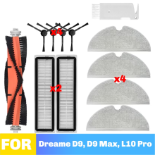 Fits for D9, D9 Max, L10 Pro Robot Vacuum Spare Parts Consumables Main Side Brush Filter Mop Cloth