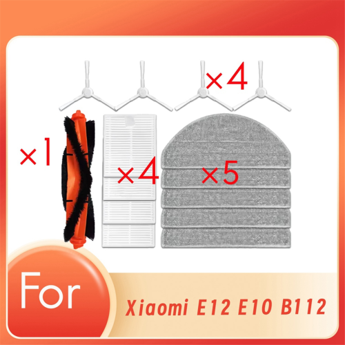 14 Pcs Replacement Parts for E12 E10 B112 Robotic Vacuum Cleaner Mop Cloths Main Side Brushes Filter 1
