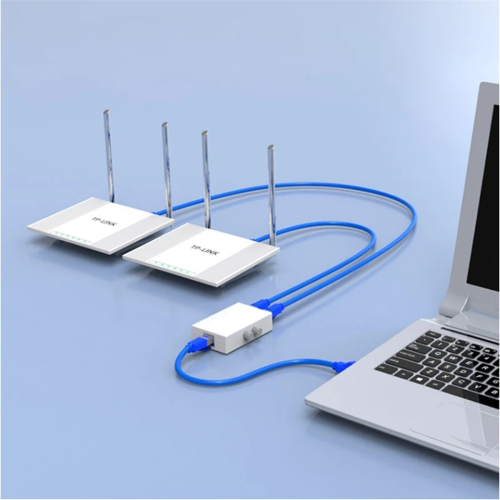 RJ45 Network Switch 2 Port LAN Ethernet Box Switcher Splitter Dual Way Manual Sharing Adapter 2