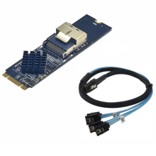 M.2 NVME to Mini SAS SFF-8087 Expansion Card Support 4 Port SATA3.0 6Gbps HDD SSD Controller SFF8087 M2