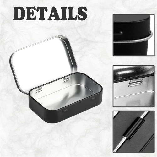 2 PCS Small Storage Box with Lid Rectangular Tin Boxes Metal for Home Black 2