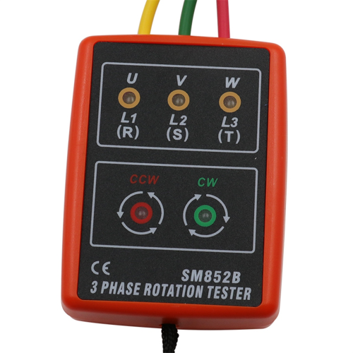 60V-600V AC Three Phase Rotation Indicator Meter Sequence Tester LED Buzzer with Portable Pouch 2