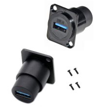 2Pcs D Type Metal USB3.0 Socket Female to USB 3.0 Connector D-Type Panel Mounting Solderless Signal Coupler