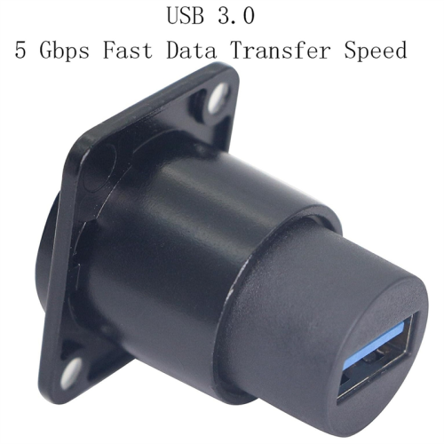2Pcs D Type Metal USB3.0 Socket Female to USB 3.0 Connector D-Type Panel Mounting Solderless Signal Coupler 2