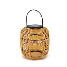 Solar Rattan Hanging Lantern,Solar Lantern with Handle Outdoor Decorative Lights for Garden Yard