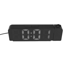 180 Rotation Projection Alarm Clock 12/24H LED Digital USB Plug-in Ceiling Projector (White)