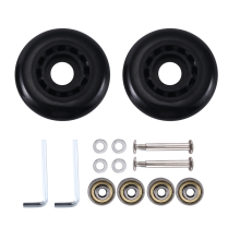 Luggage Suitcase Wheels Replacement Kit 60x18mm Environmentally Friendly PU Carbon Steel Bearings Repair Black
